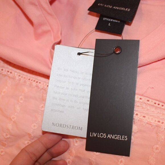 NWT Liv Los Angeles  Anthropologie Eyelet Blush. Top Women Size Large - Picture 8 of 11